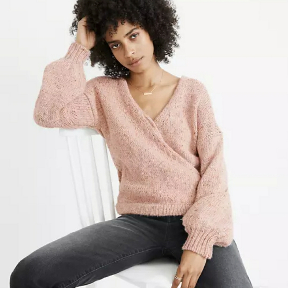 Madewell Beresford Wrap-Front Pullover Sweater